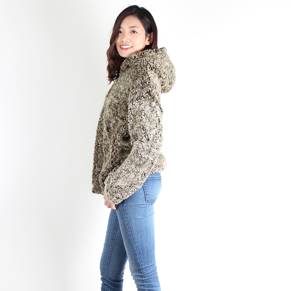 Last 4 piece! NWT, Olive Sherpa Hoodie